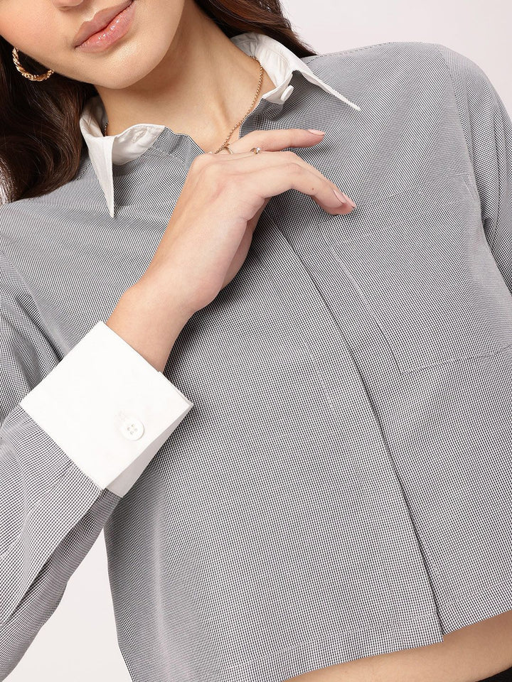 Kook N Keech Collegiate Cool Chest Pocket Crop Shirt
