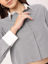 Kook N Keech Collegiate Cool Chest Pocket Crop Shirt