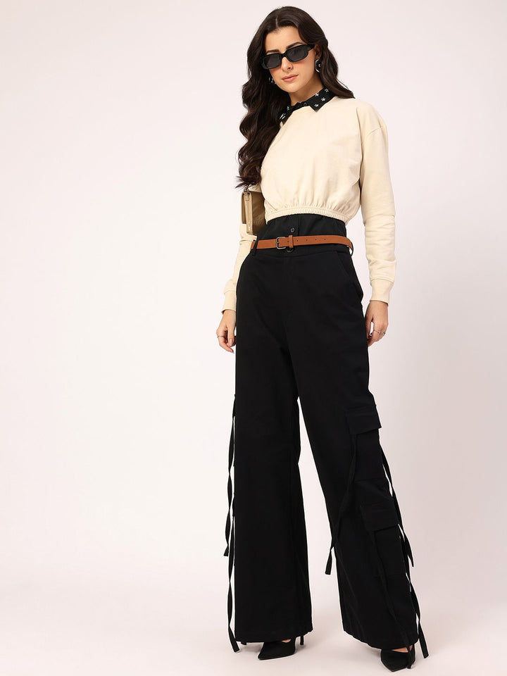 DressBerry Cinched Waist Crop pullover Sweatshirt