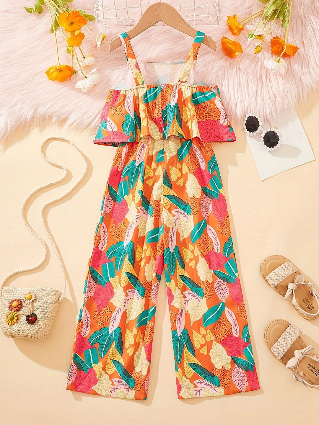 YK Girls Printed Basic Jumpsuit