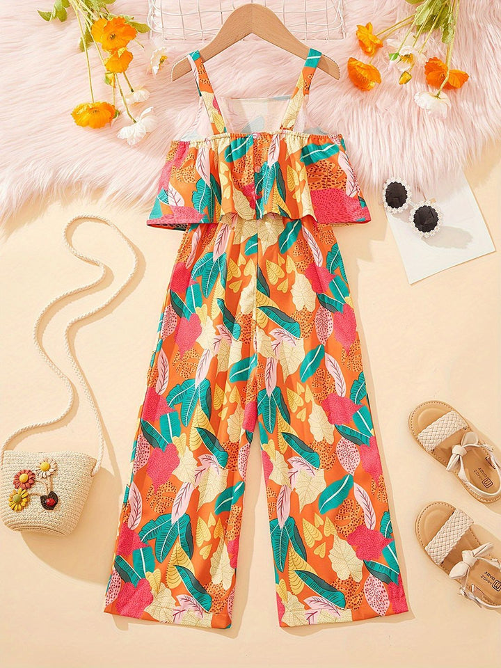 YK Girls Printed Basic Jumpsuit