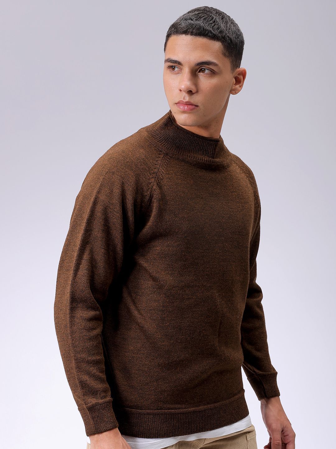 The Indian Garage Co Men Mock Collar Pullover Sweaters