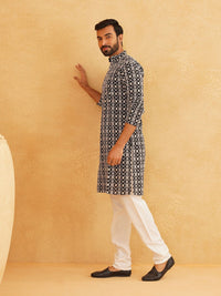 SOJANYA Bunga Sulam Labuci Band Kolar Kapas Tulen Kurta Dengan Churidar