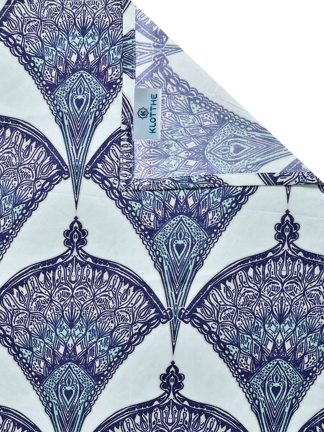 KLOTTHE Blue Geometric  300 TC Super King Fine Bedsheets
