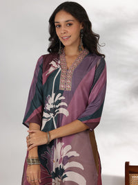 Libas Floral Printed Thread Work Straight Kurta with Trousers & Dupatta