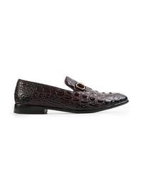 MONKSTORY Men Horsebit Exotic Scale Textured Slip-Ons Formal Shoes
