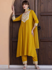 KALINI Women Embroidered Regular Thread Work Kurta with Trousers & Dupatta