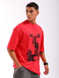 The Indian Garage Co Men Graphic Printed Oversized Round Neck T-shirt