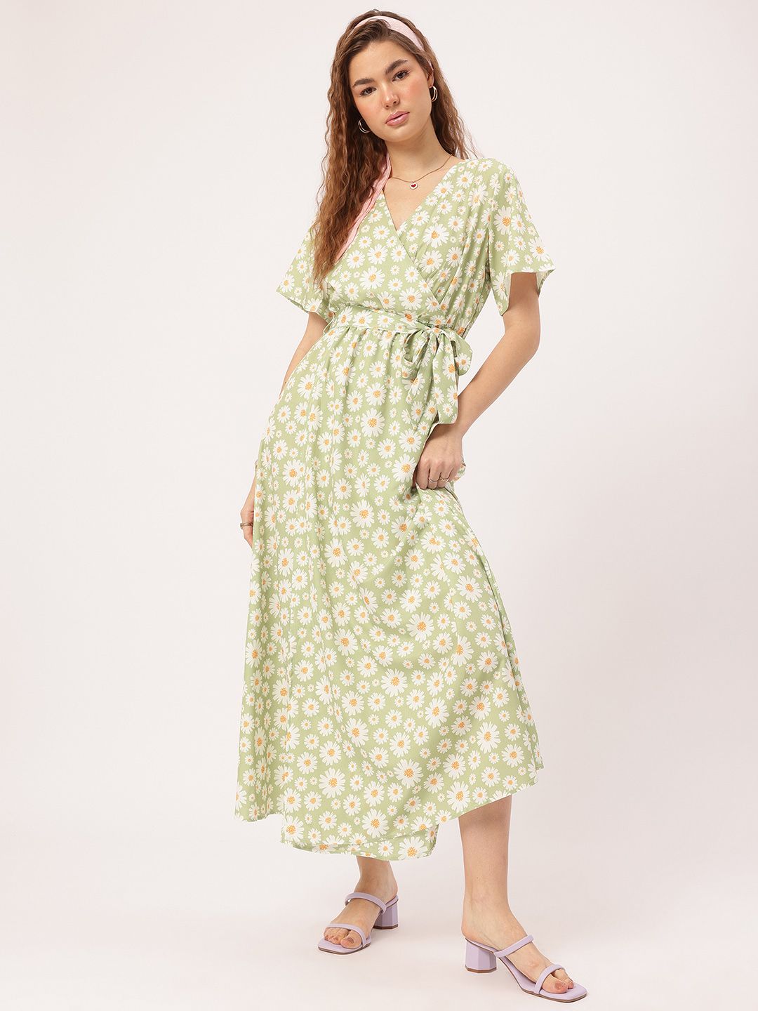 DressBerry Daisy Dream Floral Print Wrap Maxi Dress