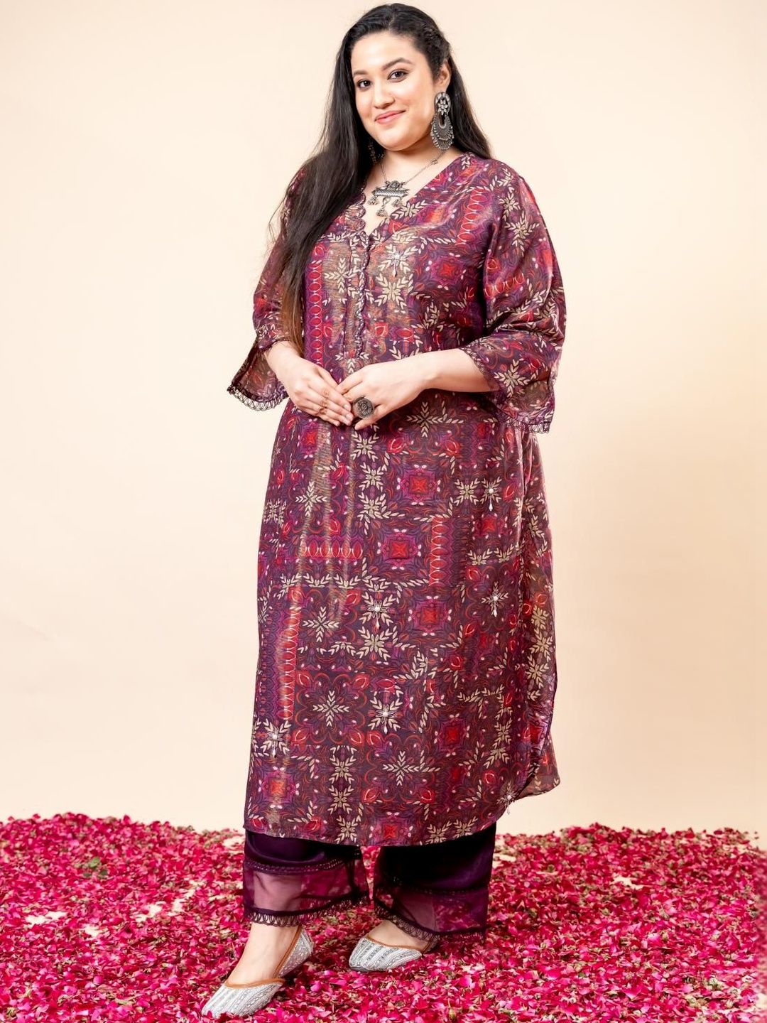 Mamicha Printed V-Neck Kurta Set