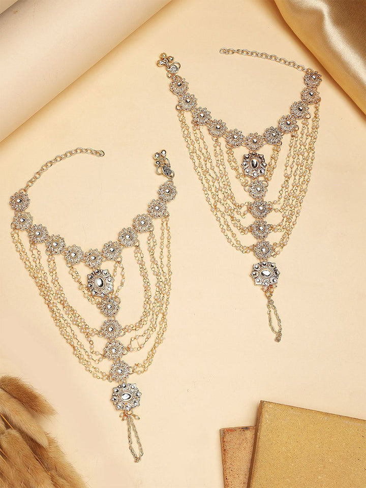 KARATCART Gold-Plated Kundan Studded Anklet