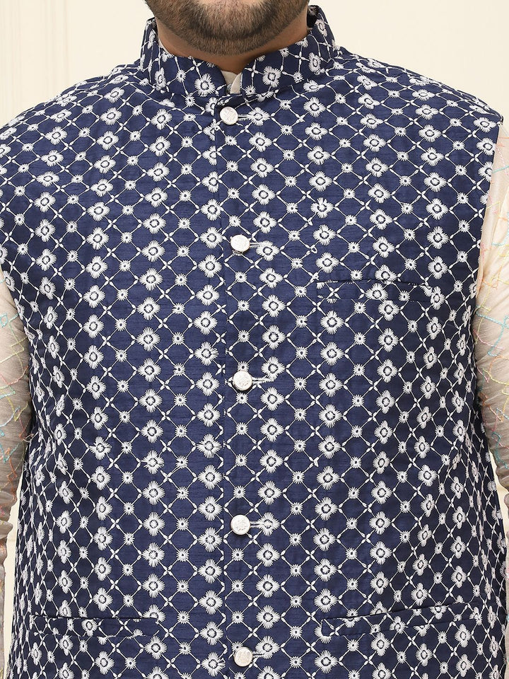 SOJANYA PLUS Jaket Sulam Lelaki Nehru Plus Size