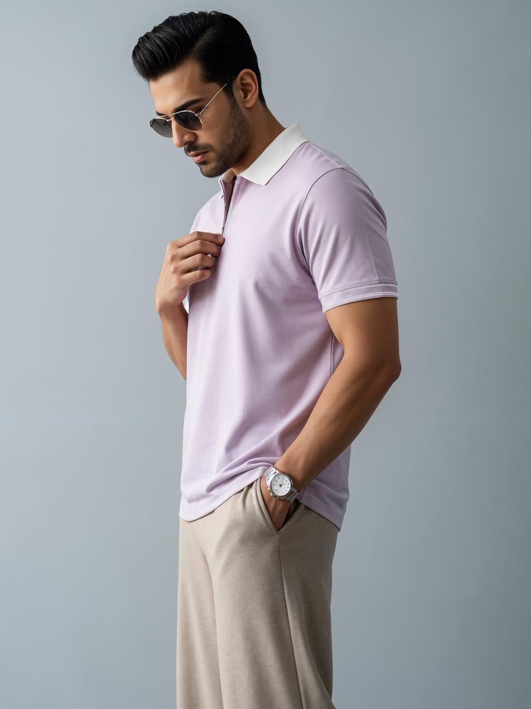 ADRO Men Lavender Cotton Tshirts
