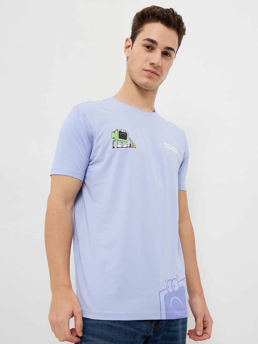 SPYKAR Men Graphic Printed Round Neck Cotton Slim Fit T-shirt