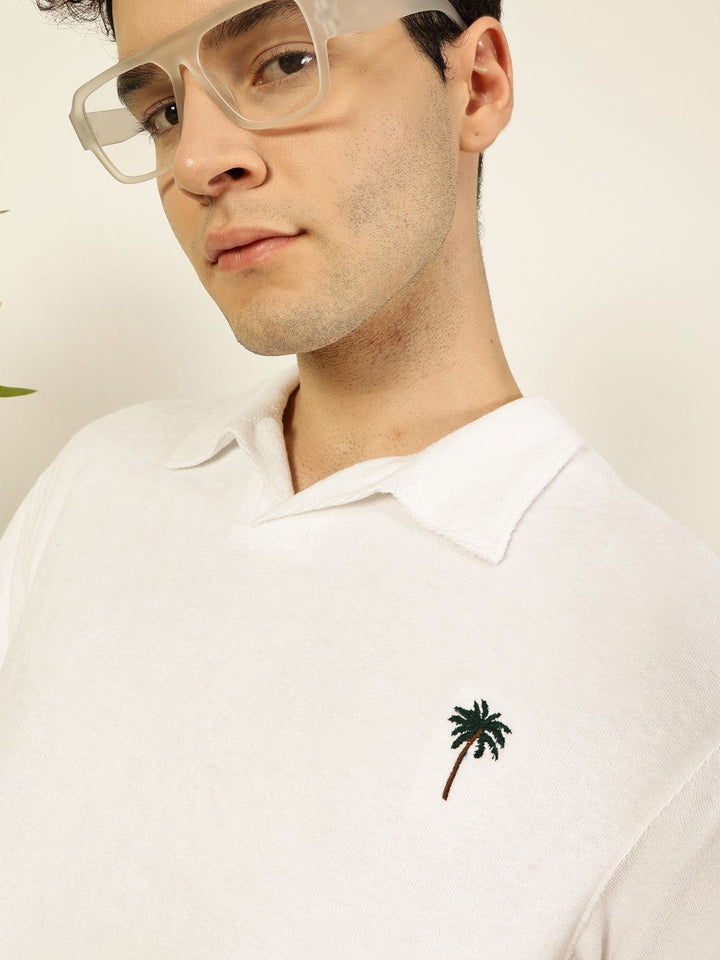 Thomas Scott Men Solid Polo Collar Cotton Relaxed Fit T-Shirt
