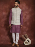 Anouk Geometric embroidered Mandarin Collar Long Sleeves Cotton Kurta
