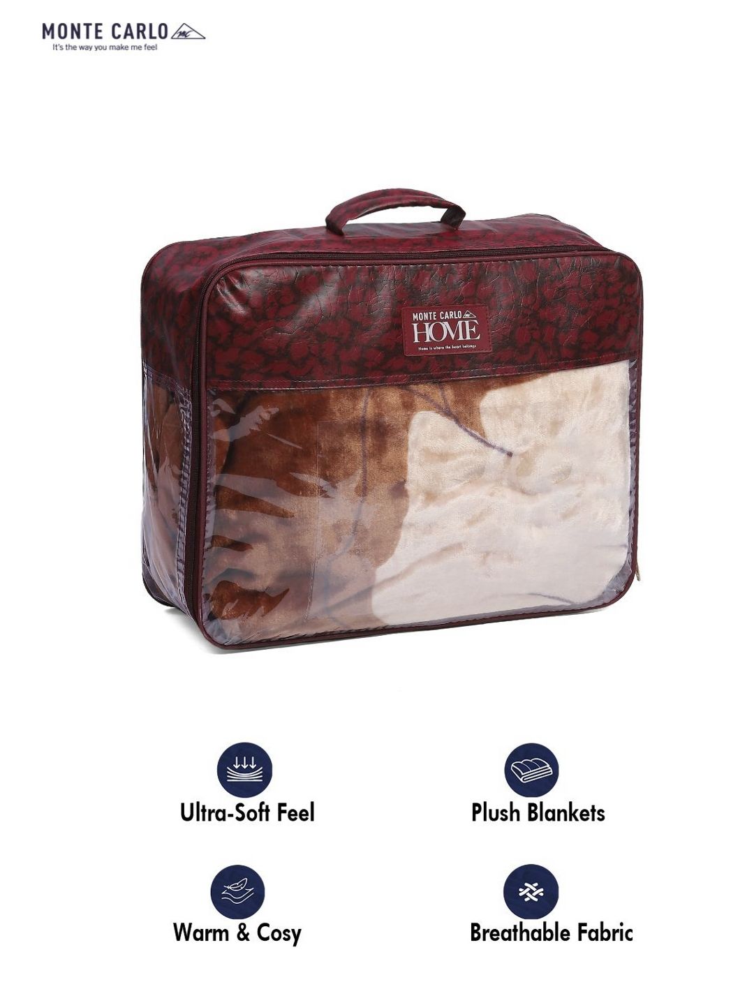 Monte Carlo Pink & Brown Floral Mild Winter 500 GSM Single Bed Blanket