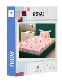 KLOTTHE Pink Floral Polycotton 300 TC Single Fine Bedsheet with a Pillow Cover-89 x 59 inches