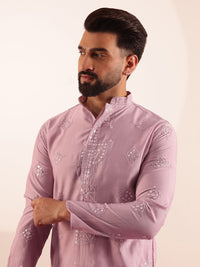 SOJANYA Men Embellished Cotton Silk Boota Mirror Work Kurta