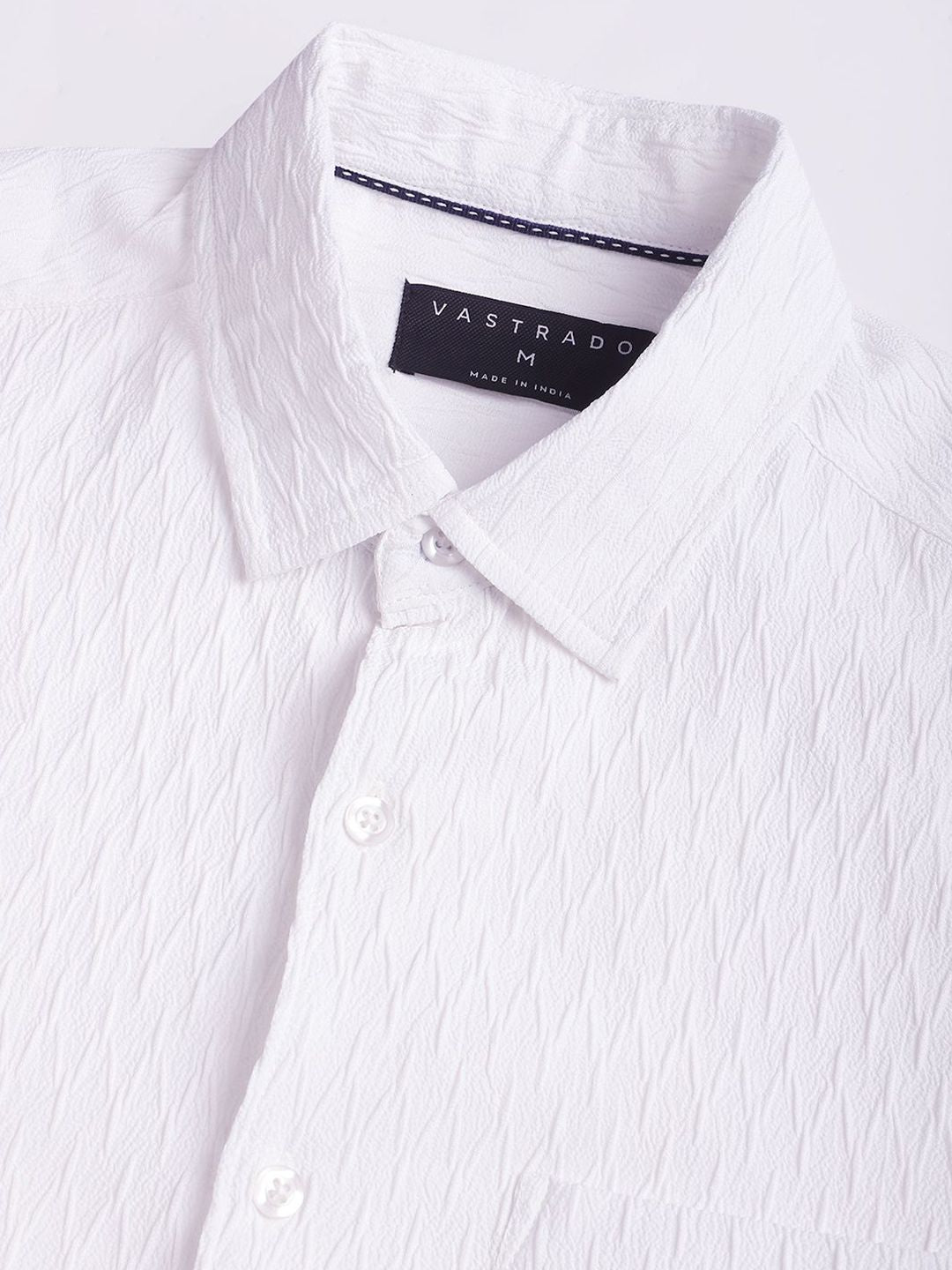 VASTRADO Men Classic Spread Collar Textured Slim Fit Casual Shirt