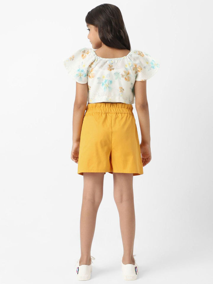 Nauti Nati Girls Floral Printed V-Neck Top With Shorts