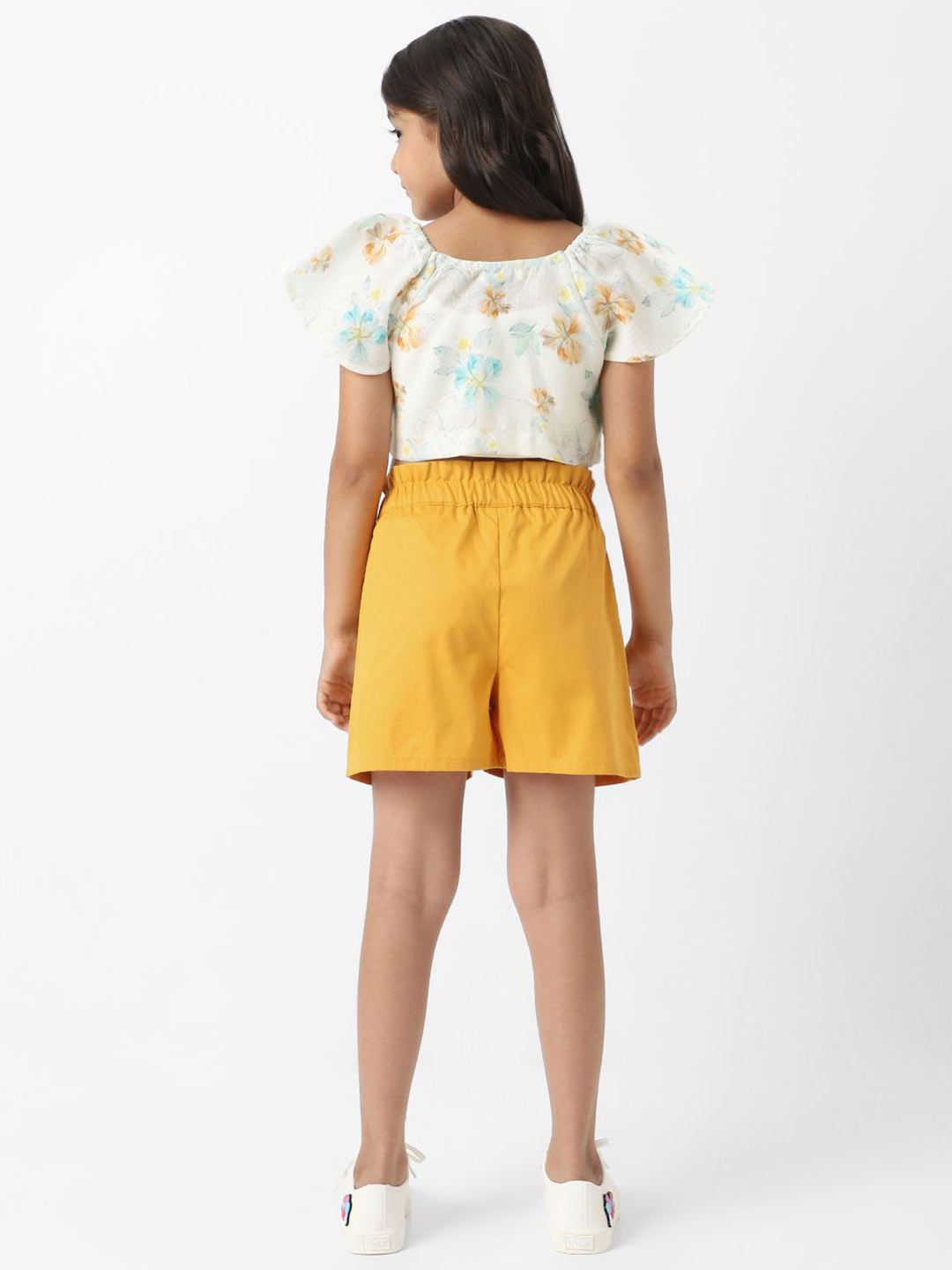 Nauti Nati Girls Floral Printed V-Neck Top With Shorts