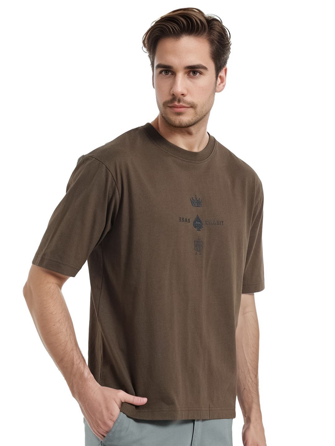 RARE RABBIT Men Graphic Printed Round Neck Cotton T-shirt