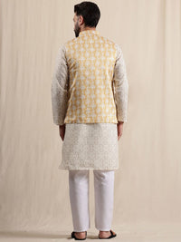 Kurta Lurus Bercetak Geometrik Anouk Dengan Piyama & Jaket Nehru