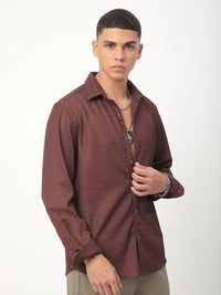 VASTRADO Men Classic Spread Collar Textured Slim Fit Casual Shirt