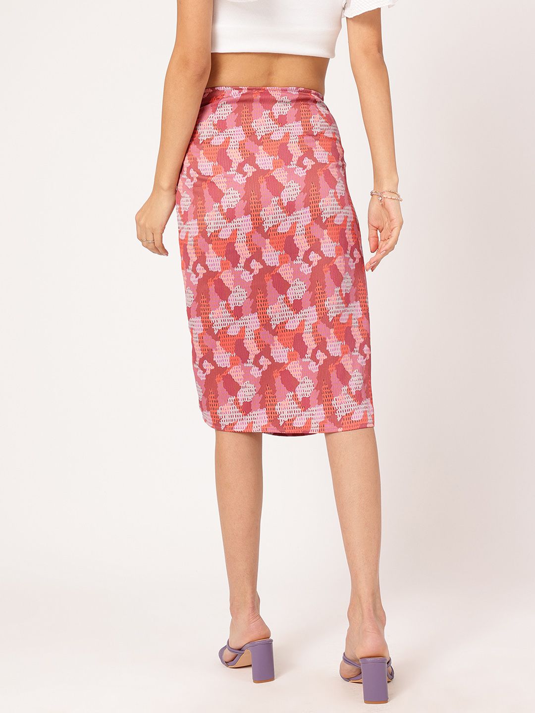DressBerry Effortlessly Stylish High-Slit Floral Printed Twisted Skirt