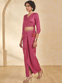 Global Desi Printed Top & Drape Skirt