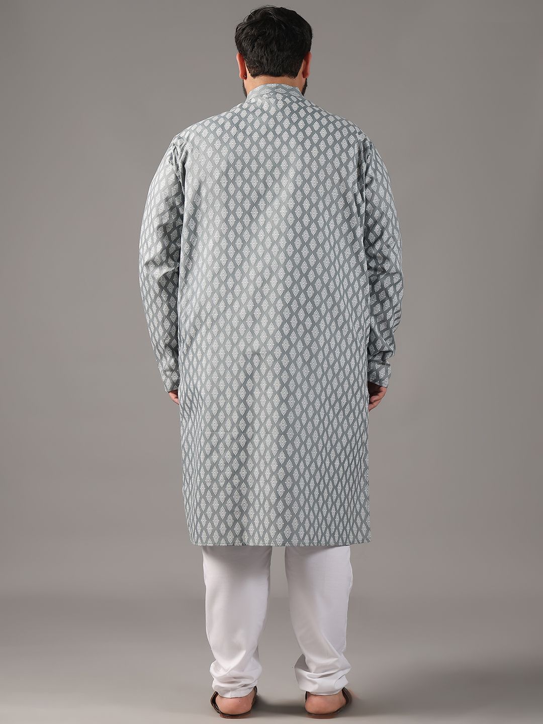 SOJANYA PLUS Plus Size Men Ethnic Motifs Printed Band Collar Straight Kurta With Pyjamas