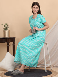 Sweet Dreams Women Printed Pure Cotton Maxi Nightdress