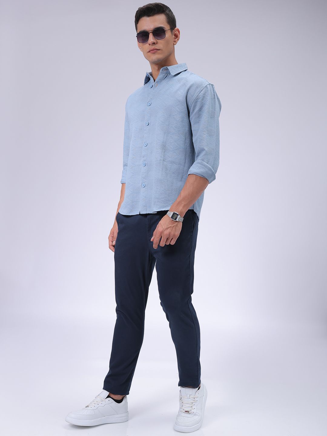 The Indian Garage Co Men Relaxed Fit Dobby Textured Resortwear Shirt