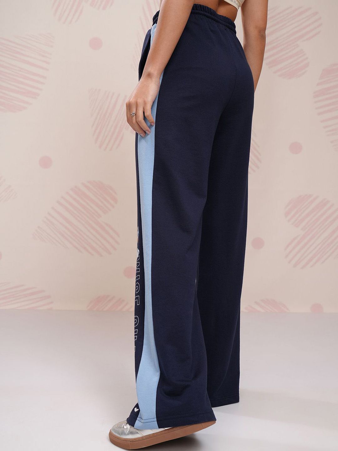 Tokyo Talkies Women Typography Printed Flared Flat Front High Rise Trousers