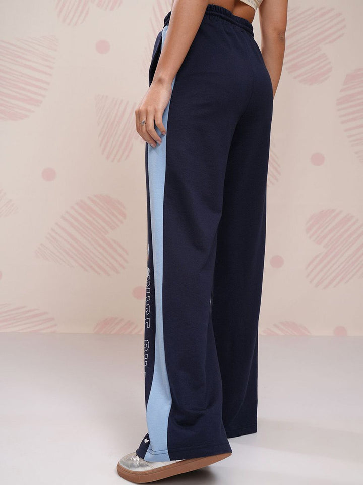Tokyo Talkies Women Typography Printed Flared Flat Front High Rise Trousers