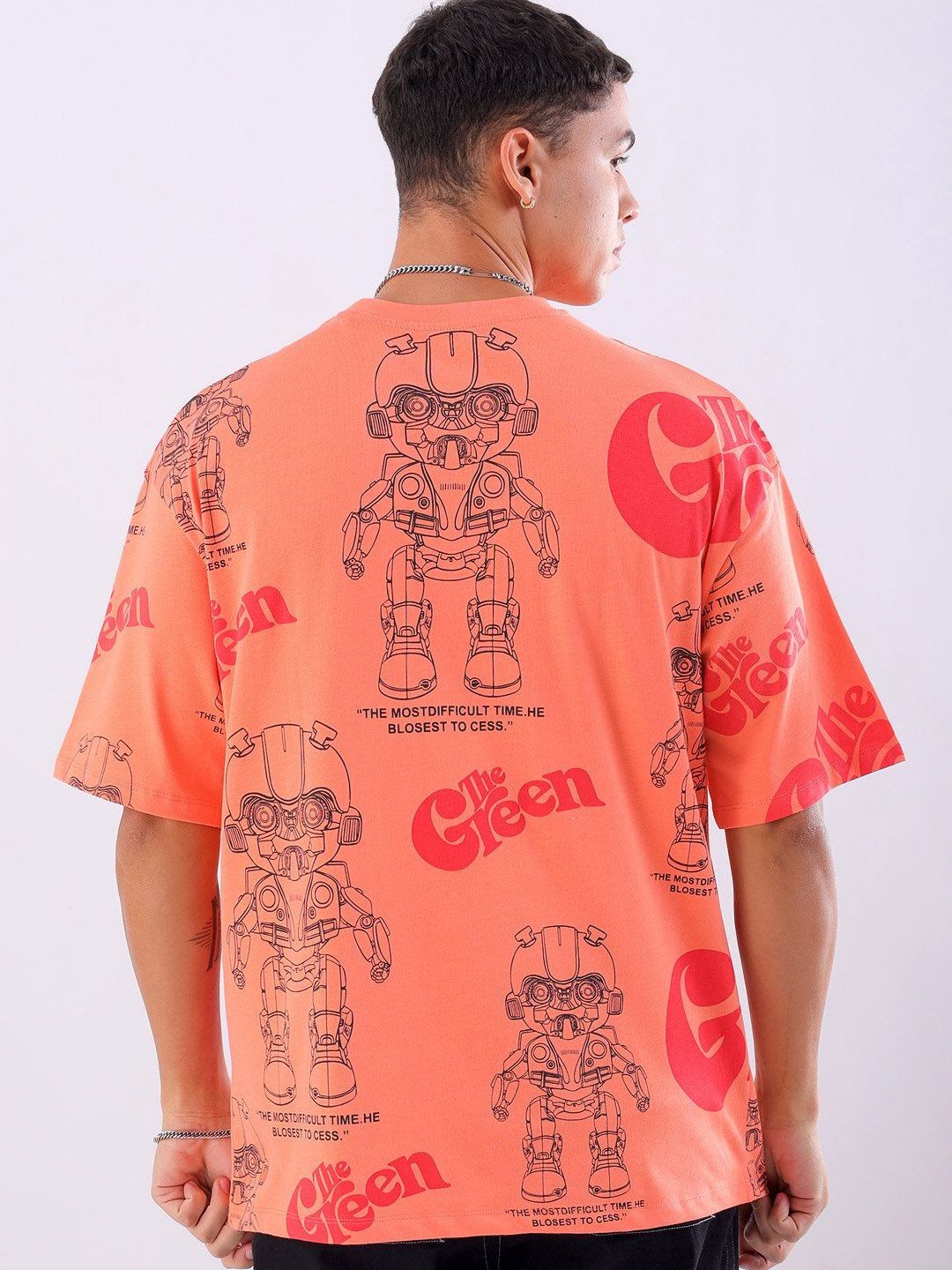 The Indian Garage Co Men Floral Printed Hooded Boxy Pure Cotton T-shirt