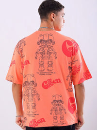 The Indian Garage Co Men Floral Printed Hooded Boxy Pure Cotton T-shirt