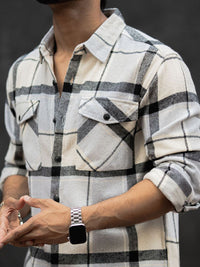 Powerlook Men Windowpane Checks Opaque Checked Casual Shirt