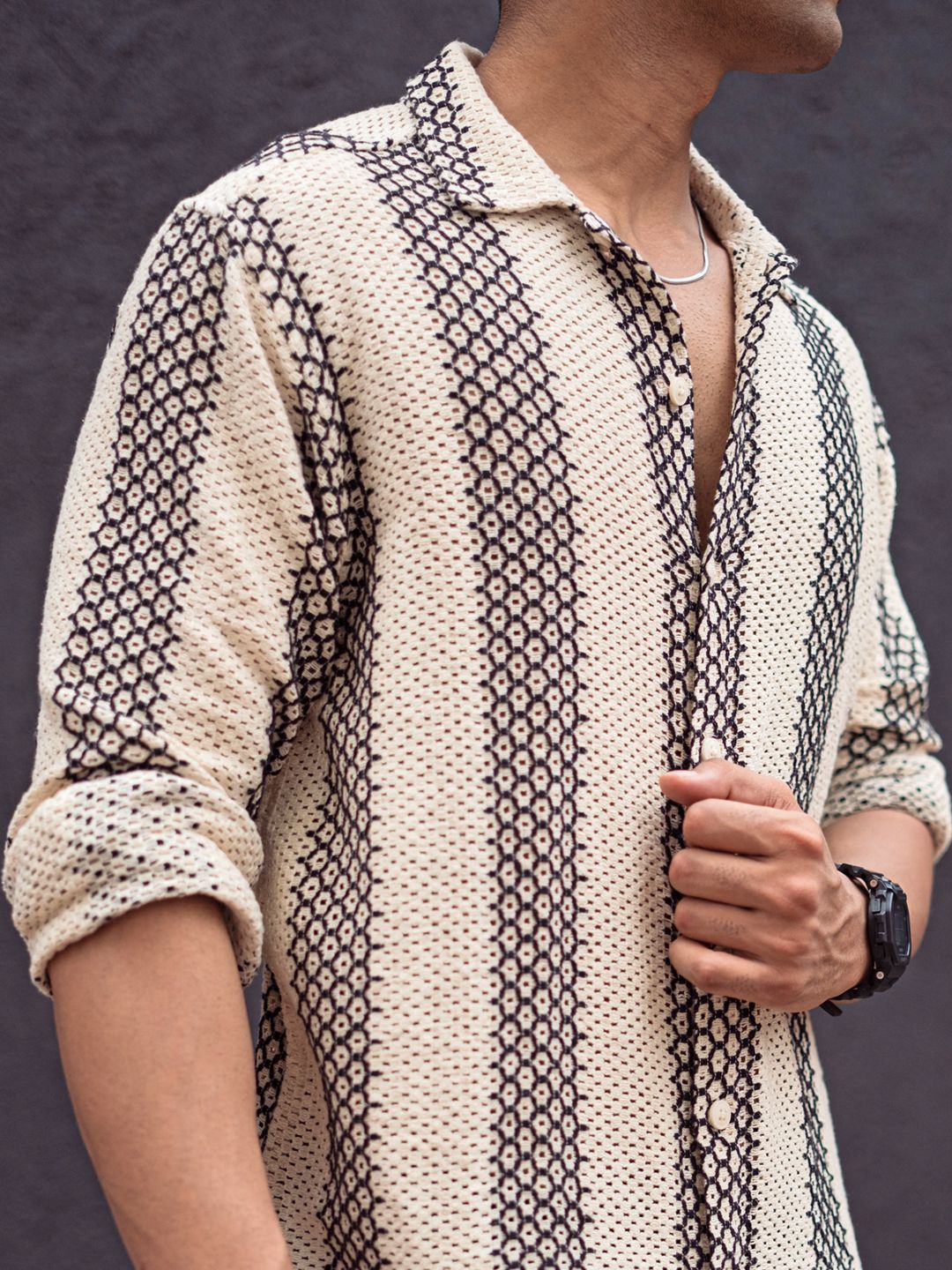 Powerlook Men Geometric Printed Spread Collar India Slim Casual Shirt
