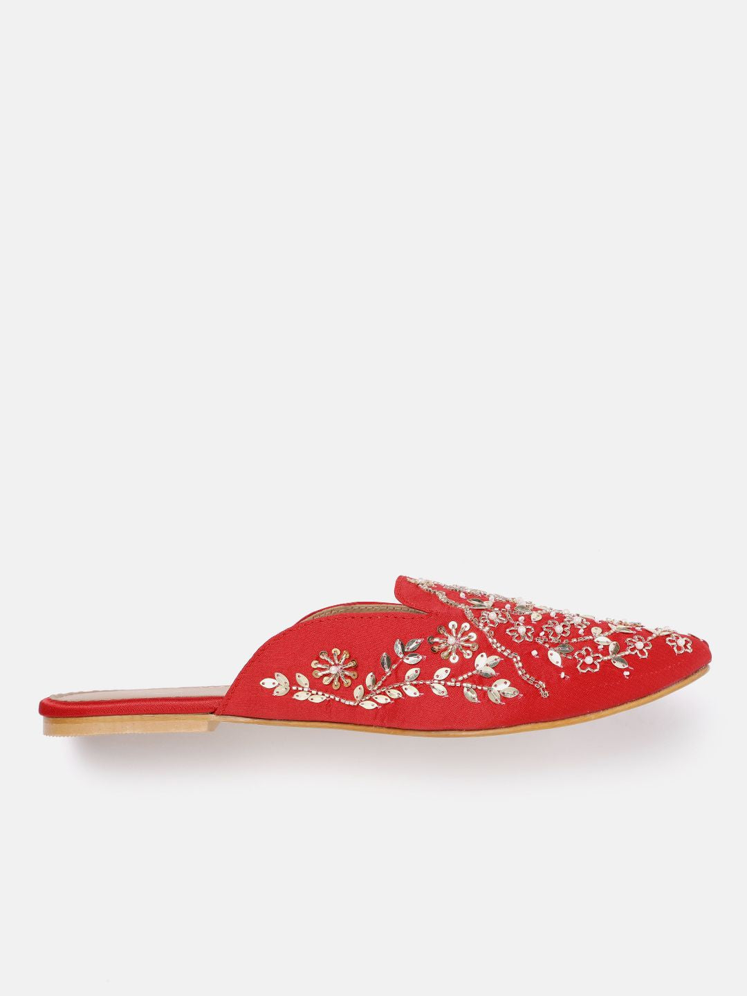 House of Pataudi Floral Embellished Mules