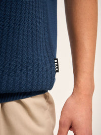 THE BEAR HOUSE Self Design Polo Collar Pure Cotton T-shirt