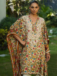 House of Chikankari Women Printed Chikankari Crepe Kaftan Kurta