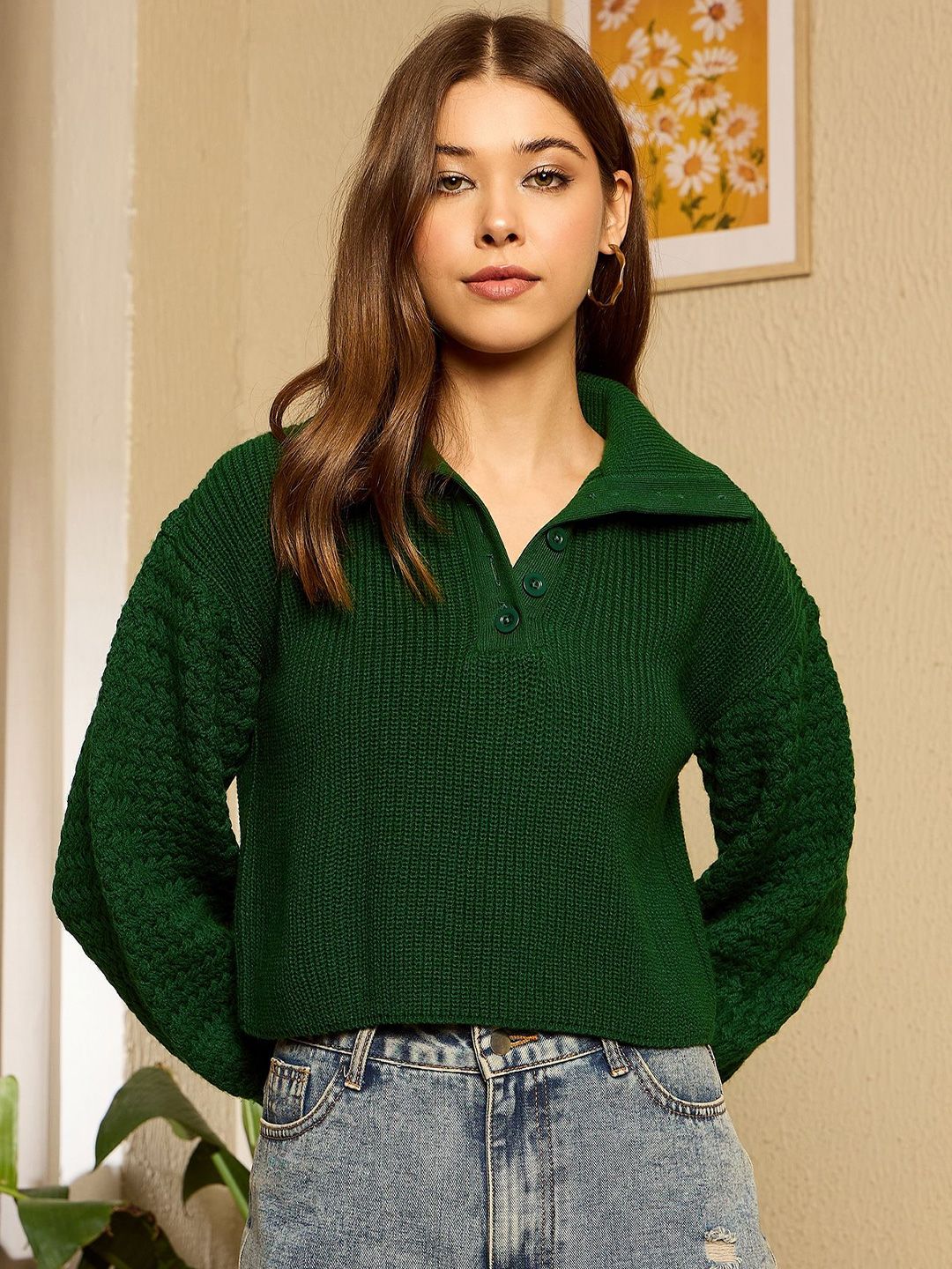 Berrylush Women Ribbed Crop Pullover