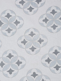 KLOTTHE White Floral Pure Cotton 400 TC Fitted King Superfine Bedsheet with 2 Pillow Covers-98 x 89 inches