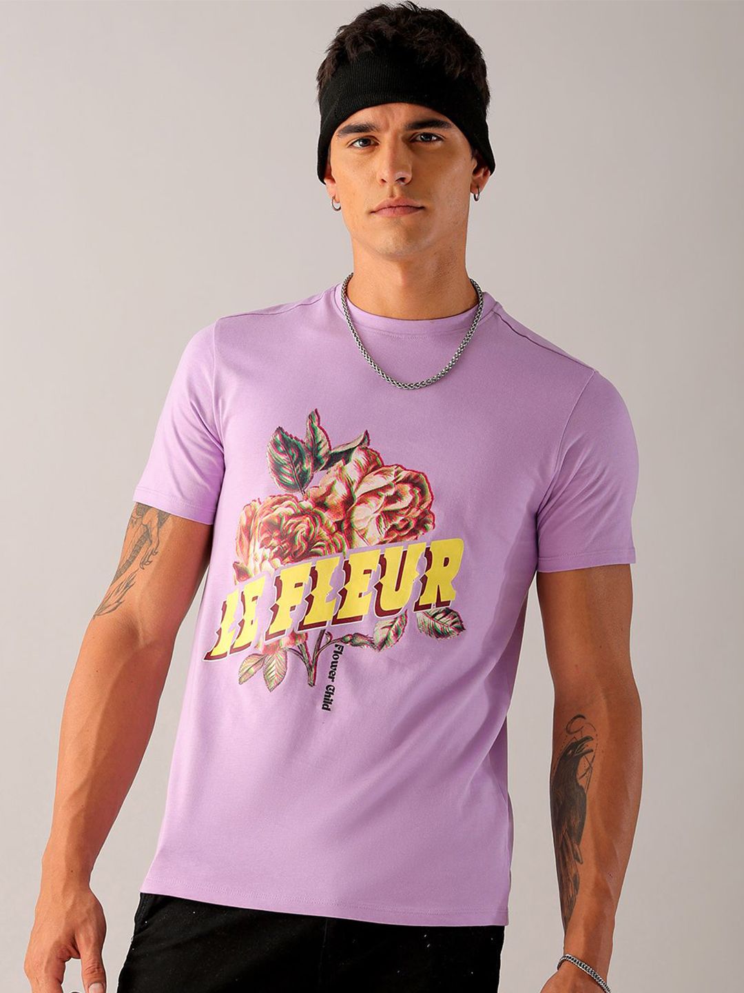 The Indian Garage Co Men Floral Printed Slim Fit T-shirt