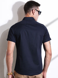 Thomas Scott Men Classic Slim Fit Spread Collar Solid Cotton Casual Shirt