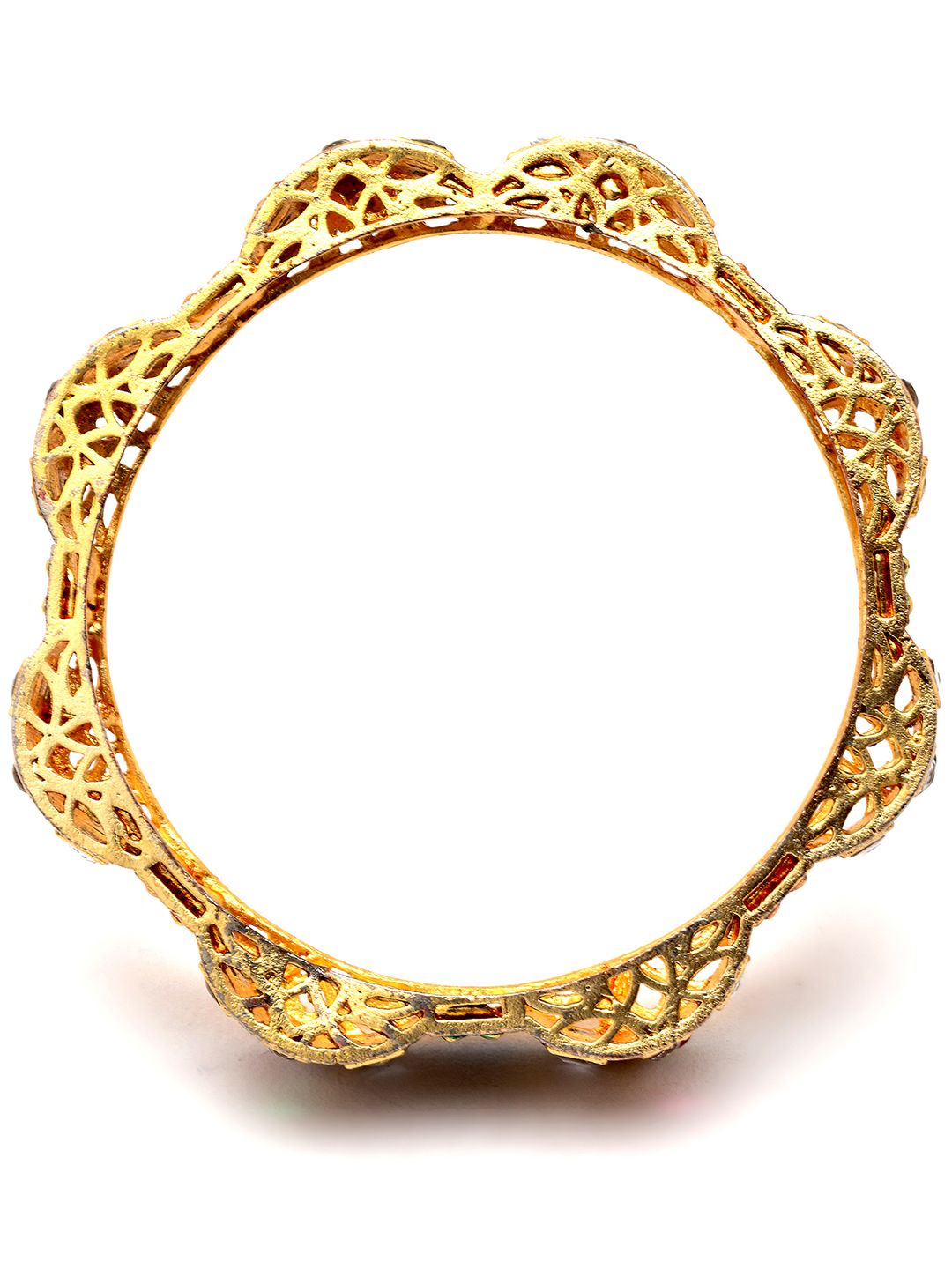 KARATCART Set Of 2 Gold-Plated Kundan Studded Bangles