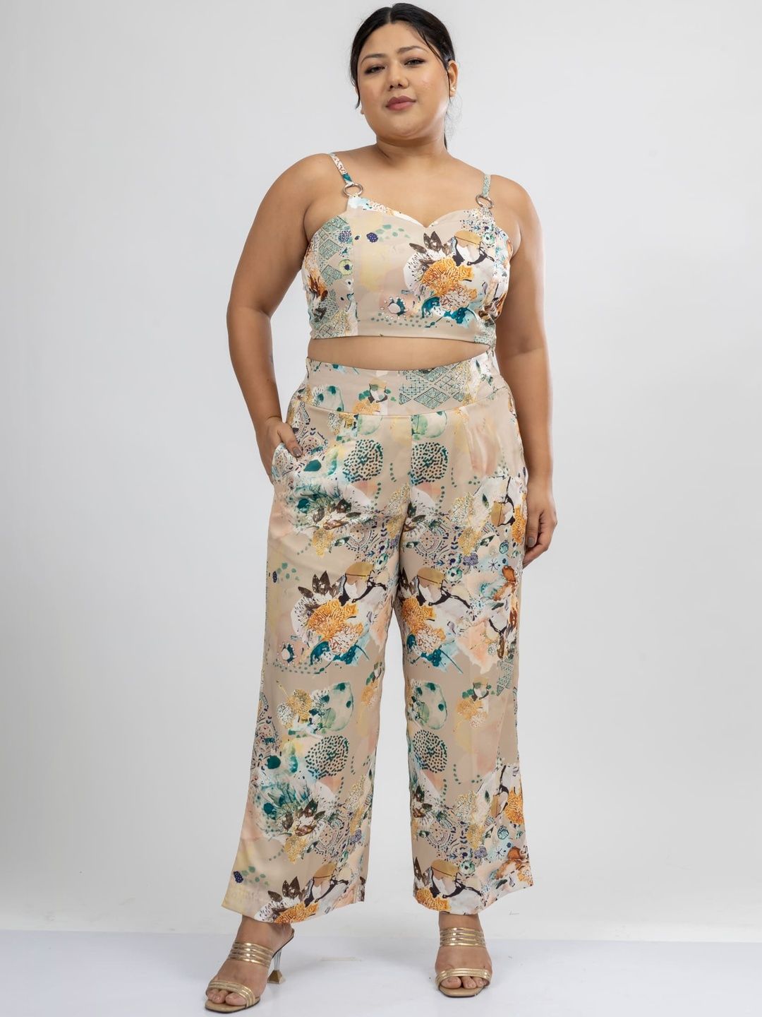 Mamicha Printed Shoulder Straps Top & Trousers Co-Ords