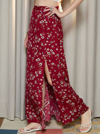 Berrylush Floral Printed Flared A-Line Maxi Skirt